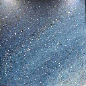 Blue ombre painting with aspects of white